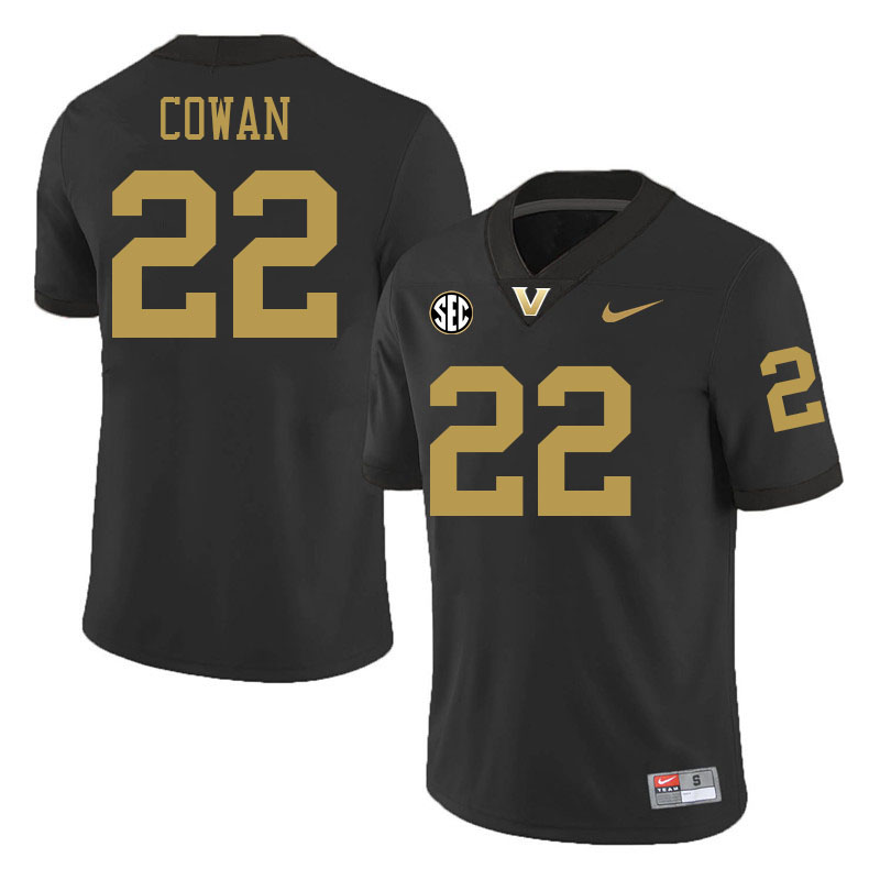 Bryce Cowan Jersey, Vanderbilt Commodores #22 Bryce Cowan Football Jersey, Uniforms-Alternate Black